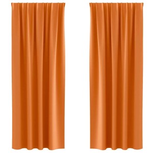vidaXL Verdunkelungs-Vorhänge mit Ringen Helles Orange Polyester 4107511