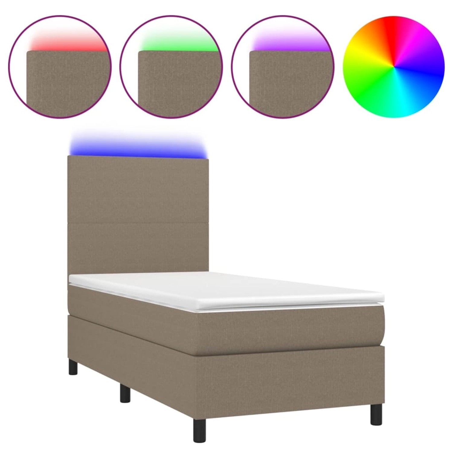 vidaXL Boxspringbett mit Matratze & LED Taupe 80x200 cm Stoff 3134673 günstig online kaufen