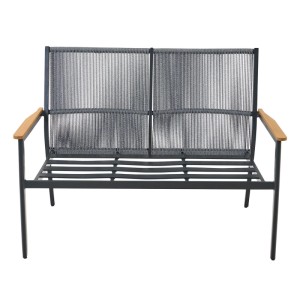 Siena Garden Comfort Plus Bank Liguria, anthrazitgrau, 3-teilig, mit Teakholz-Armlehnen.