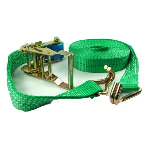 Grüner TRUTZHOLM Ratschen Spanngurt, 6m, 2t, mit Ratsche und Haken für Ladungssicherung.