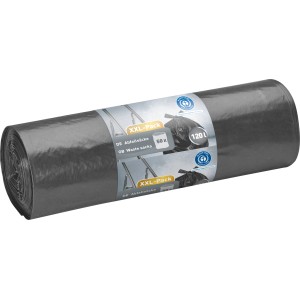 Rolle schwarze Abfallsäcke, 120 l, 50 Stück, für Haus und Garten.