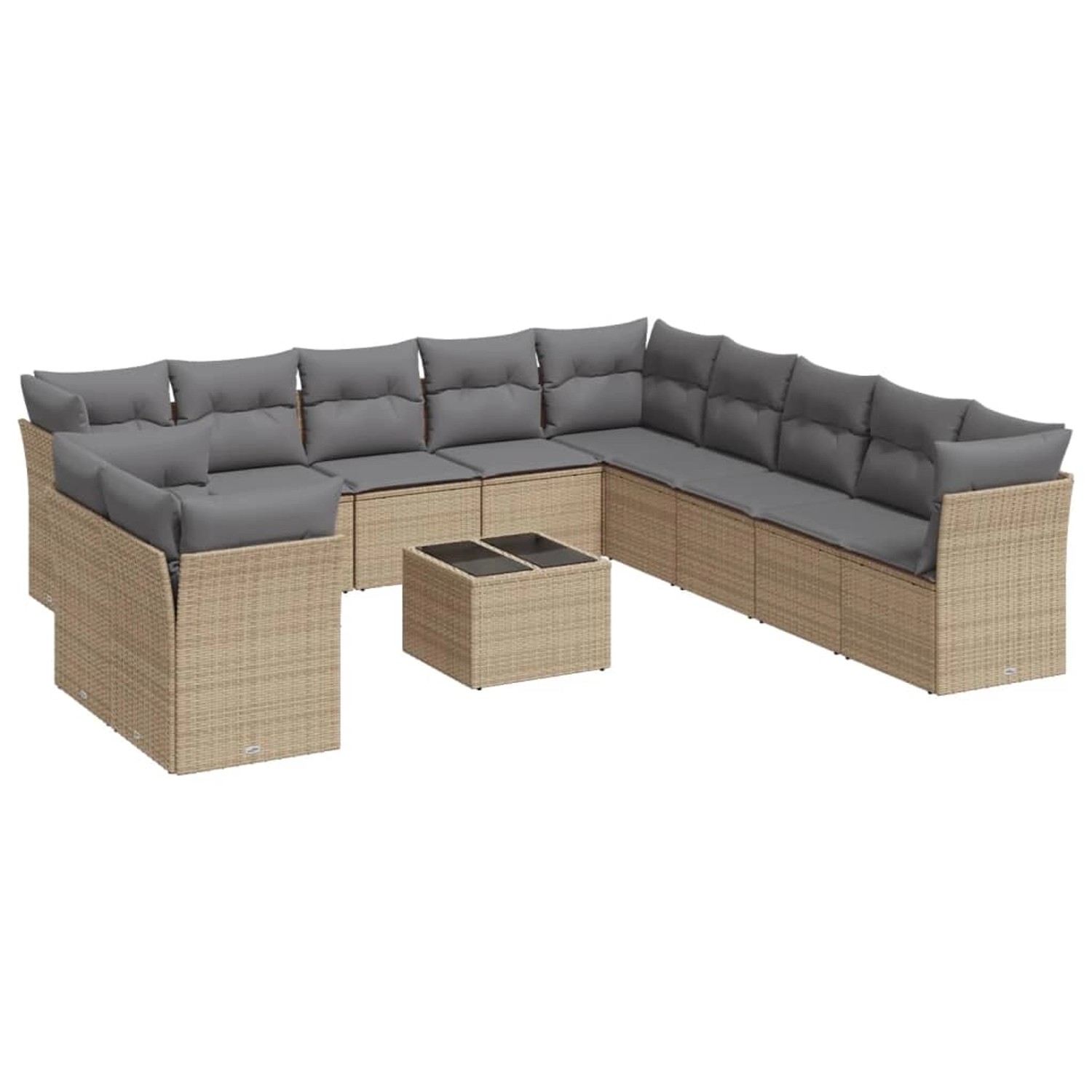 vidaXL 12-Tlg Garten-Sofagarnitur mit Kissen Beige Poly Rattan 3217889 günstig online kaufen