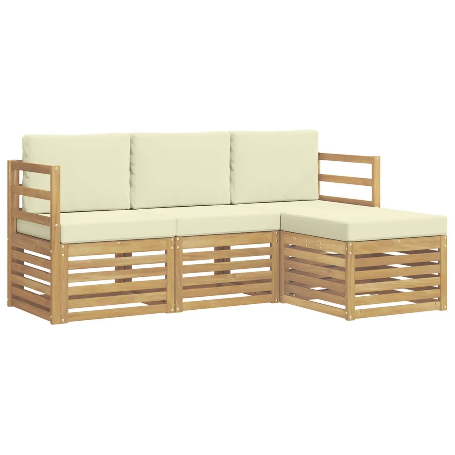 vidaXL Outdoor-Sofagarnitur 4-Tlg Weiß und Creme 185,5 x 122,5 x 73 cm 3391615