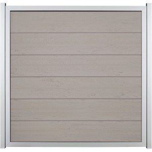 GroJaViento Zaunelement Bi-Color Sand, 180x180 cm, mit silbernem Rahmen. Sichtschutzzaun für den Garten.