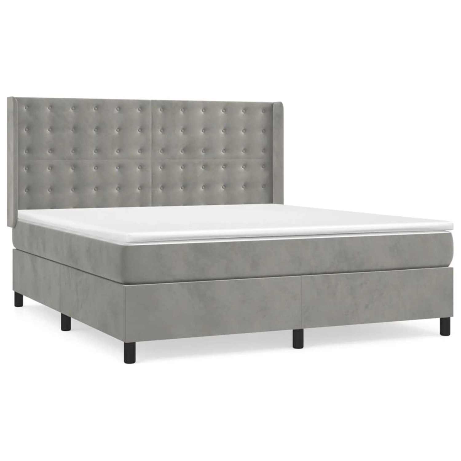 vidaXL Boxspringbett mit Matratze Hellgrau 160x200 cm Samt 3132927