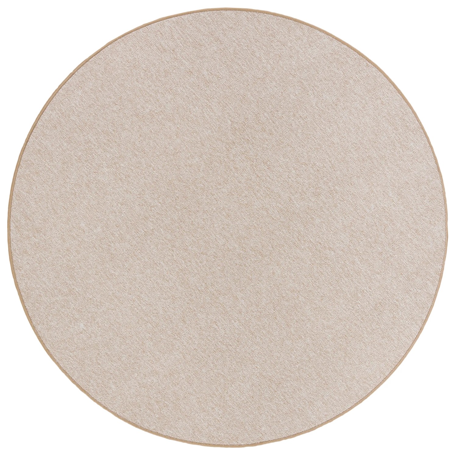 Runder, beiger Feinschlingen Velour Teppich Strong, 133cm Durchmesser.