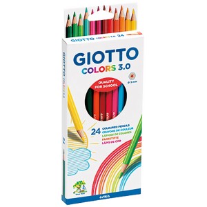 Giotto Colors 3.0 Farbstifte, 24 Stifte in verschiedenen Farben im Karton.