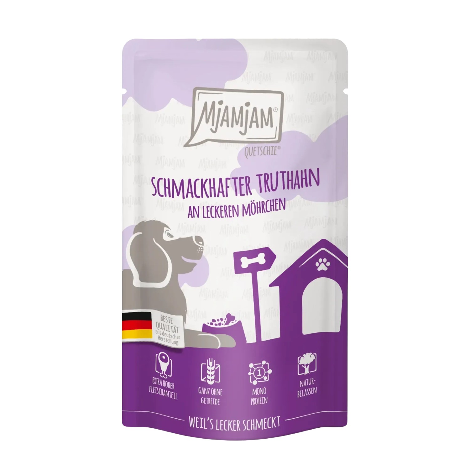 Mjamjam Hunde-Nassfutter Quetschie Truthahn & Möhrchen 125 g