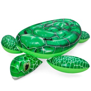 Bestway Schwimmtier Tidal Turtle, grüne aufblasbare Wasserschildkröte mit Haltegriffen.