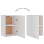 Weißer Hängeschrank (39,5x31x60 cm) aus Holzwerkstoff für die Küche, mit Regalböden und Tür.