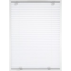 Weißes Gardinia Plissee Solo 70x130 cm mit Saugnäpfen für Fenster.