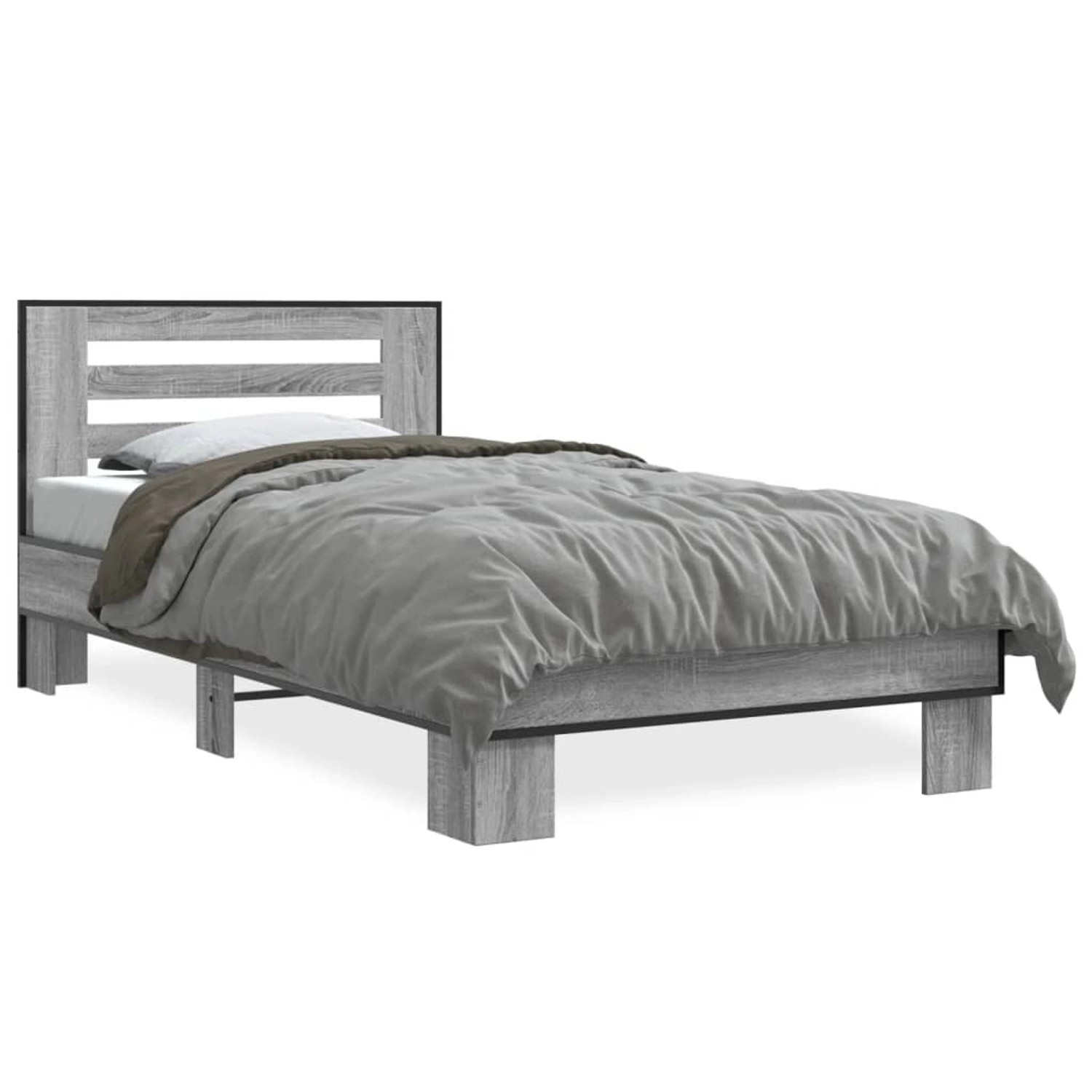 vidaXL Bettgestell Grau Sonoma 75x190 cm Holzwerkstoff und Metall 845660 günstig online kaufen