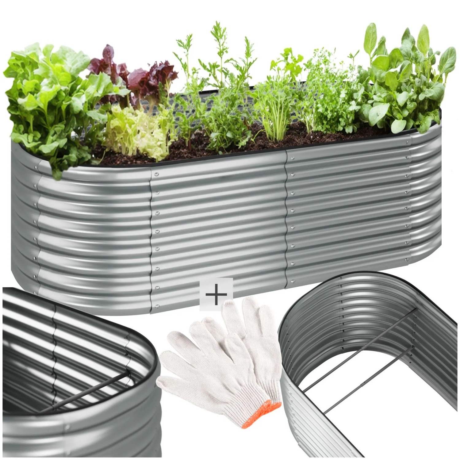 Tectake Hochbeet Flormma Aus Verzinktem Stahl 942 Liter Fassungsvermögen  100 x 200 x 60 cm Silber
