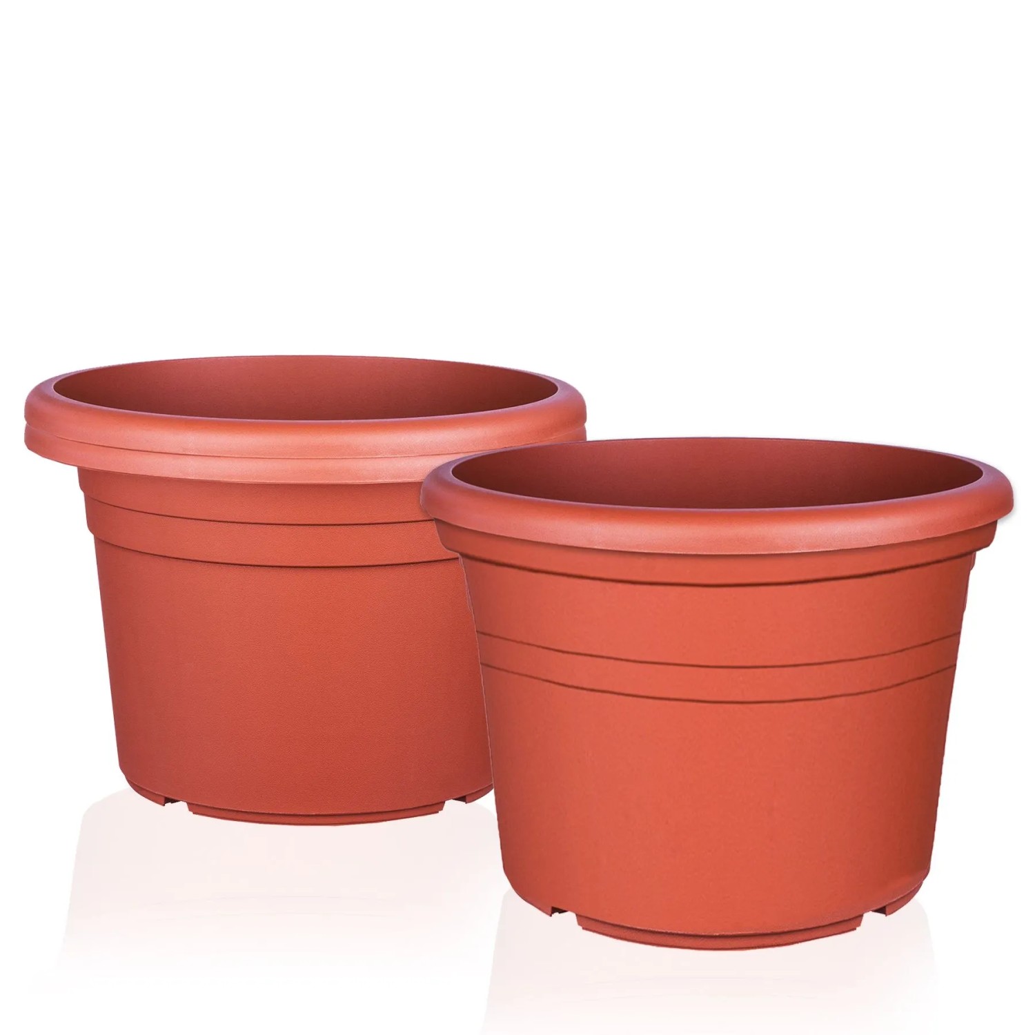 BigDean 3x Blumentopf Ø 35 cm Farbe Terrakotta Kunststoff Pflanztopf Containertopf Übertopf Pflanzkübel Rund 35 x 25 cm
