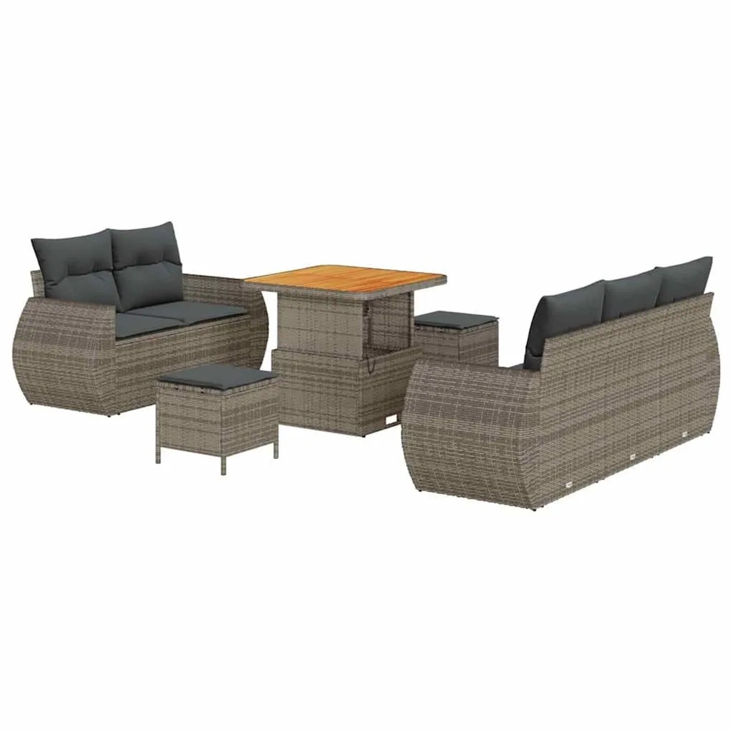 vidaXL Gartensofa-set mit Kissen mit Speicher 8-Tlg Grau Poly-Rattan 336376 günstig online kaufen