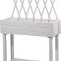 Weißes, rollbares Hochbeet mit Rankhilfe aus Holz, 130x79x28,5 cm. Ideal für Balkon und Terrasse.