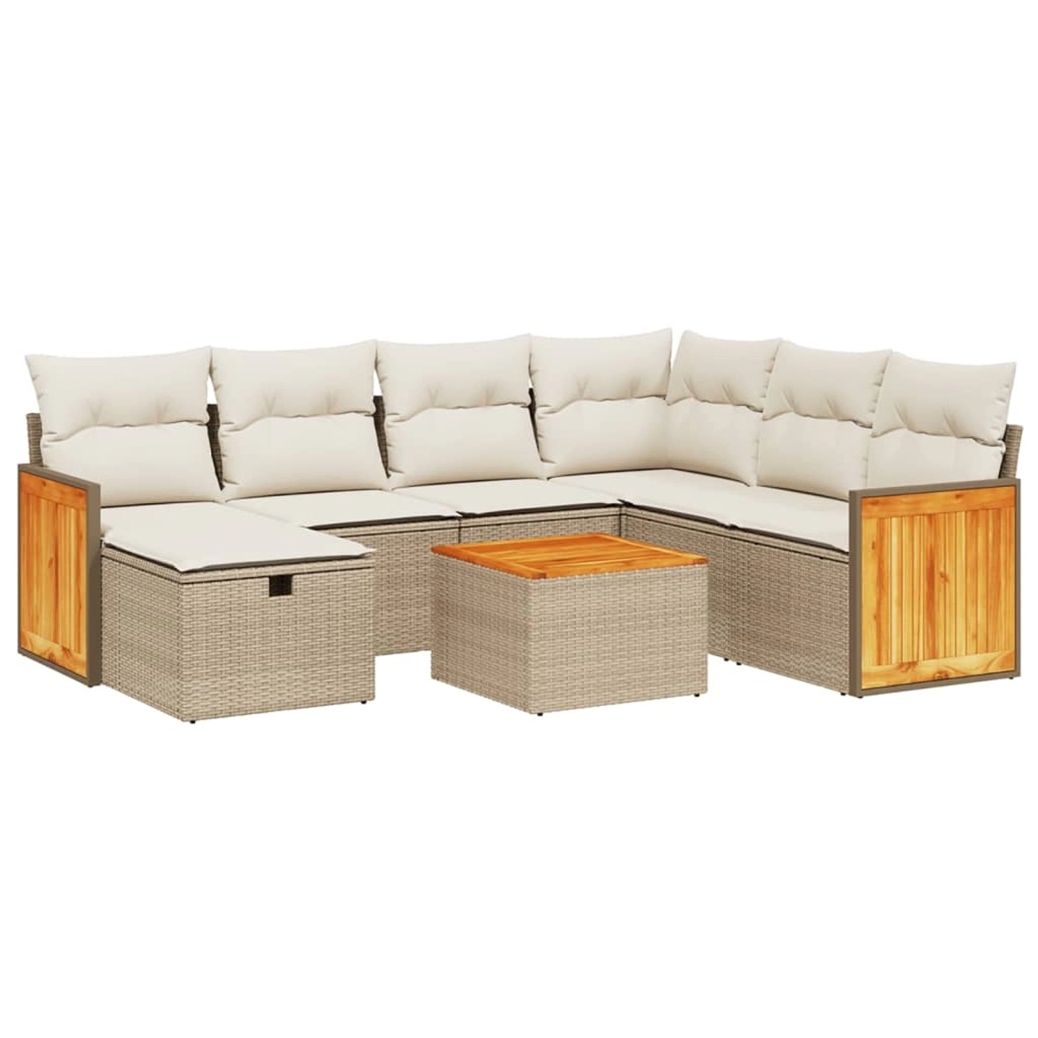 vidaXL 8-Tlg Garten-Sofagarnitur mit Kissen Beige Poly Rattan 3265769 günstig online kaufen