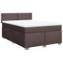 vidaXL Boxspringbett dunkelbraun (160x200 cm) mit Matratze und Kopfteil.