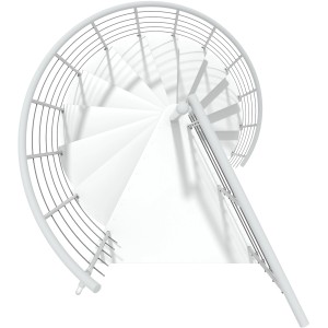 Weiße Minka Spindeltreppe Milano, Durchmesser 140 cm, für Geschosshöhen bis 300 cm.