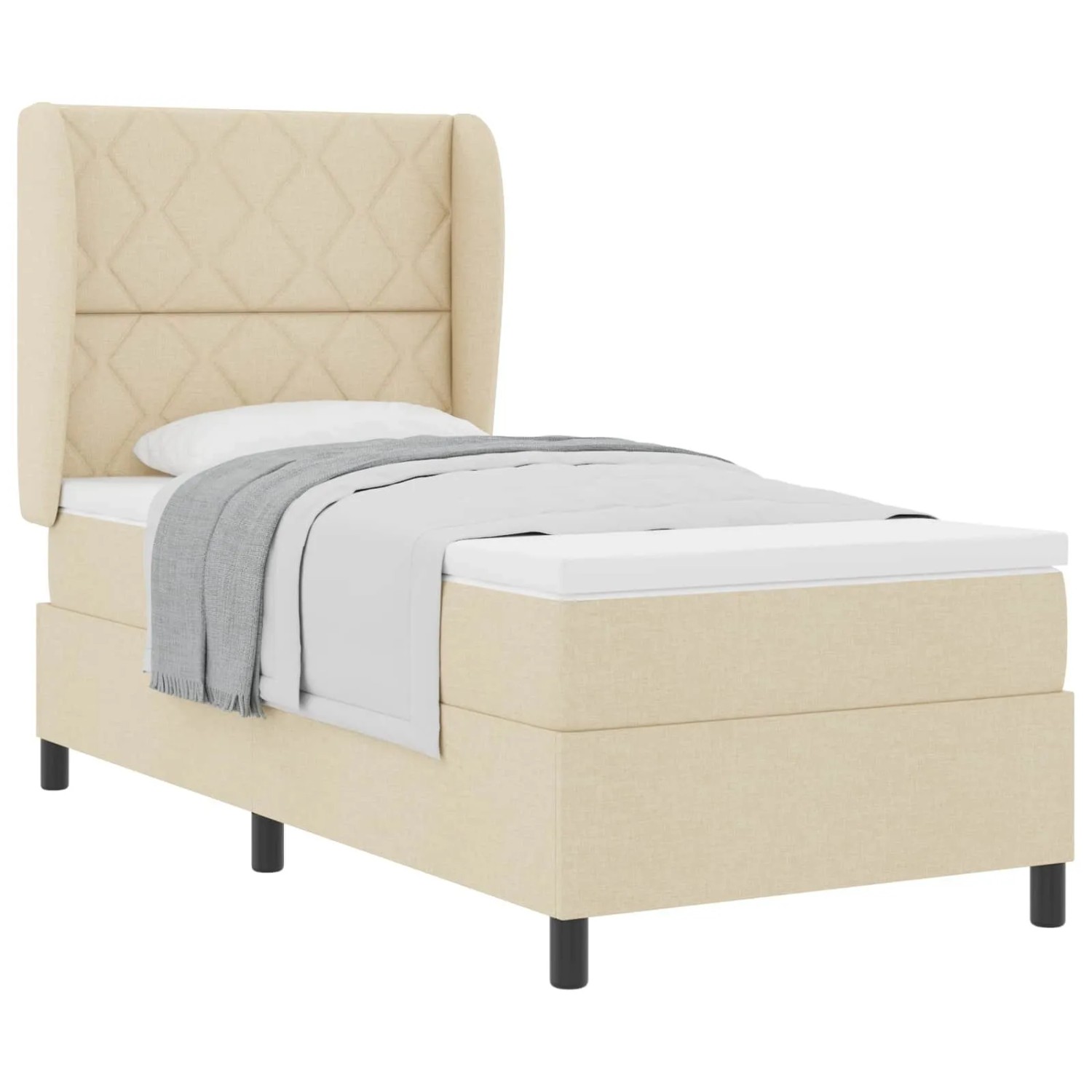 vidaXL Boxspringbett mit Matratze Creme 100 x 200 cm Stoff 3340618