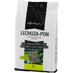 Lechuza-Pon Pflanzsubstrat, 6 Liter, für Zimmerpflanzen. Mineralisches Substrat im weißen Sack.