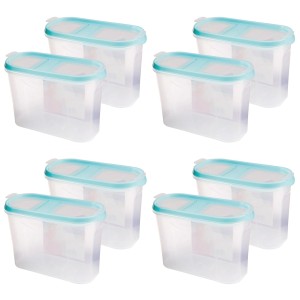 8er Pack Bestlivings Frischhaltebox Schüttdose 1,4L, transparent mit türkisfarbenem Deckel.