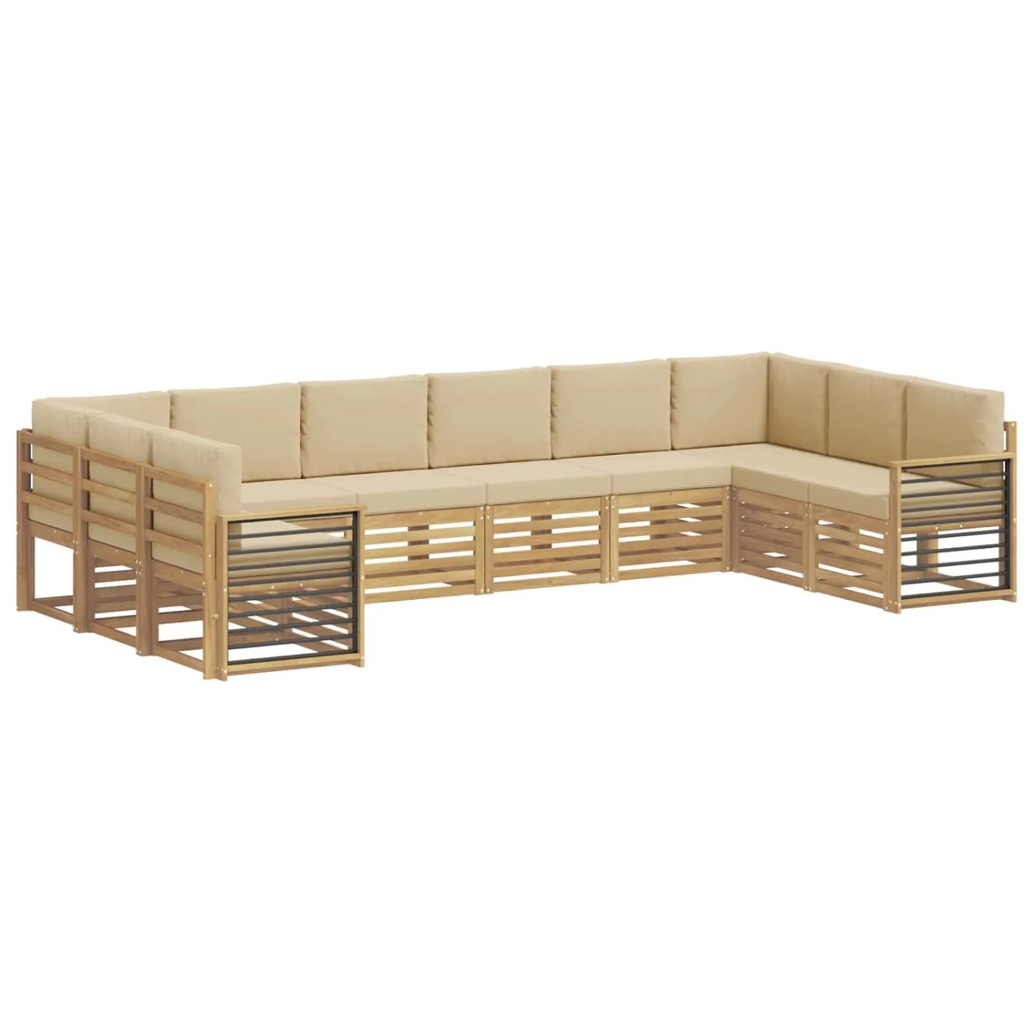 vidaXL Ecksofa Set 10 Stk Weiß und Beige 363 x 187,5 x 73 cm Polyester 3392598