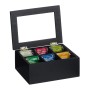 Relaxdays Teebox Bambus Acryl Schwarz Staubgeschützt 9 cm x 21,5 cm x 16 cm 0,7 kg
