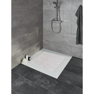 Quadratische, weiße Kleine Wolke Duscheinlage Arosa 55x55 cm mit Möwenmuster in Dusche.