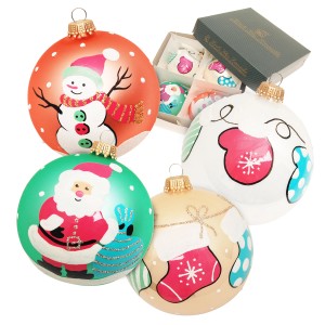 Krebs Glas Lauscha 4er Set Weihnachtskugeln American Diner, 8cm, mit Retro-Motiven.