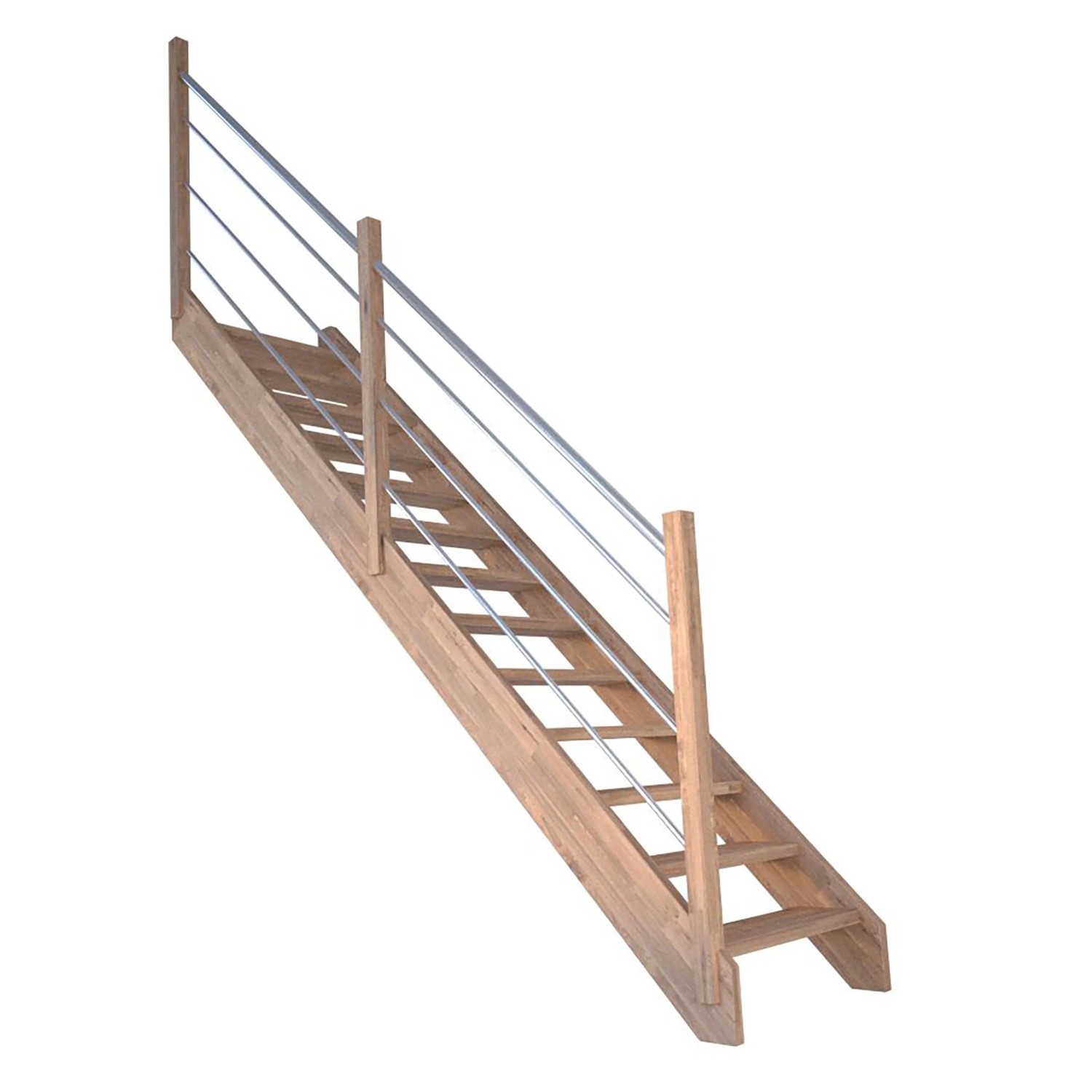 Treppe Mykonos Pro Eiche Gerade 80 cm Holz-Edelstahl-Geländer L FSC® günstig online kaufen