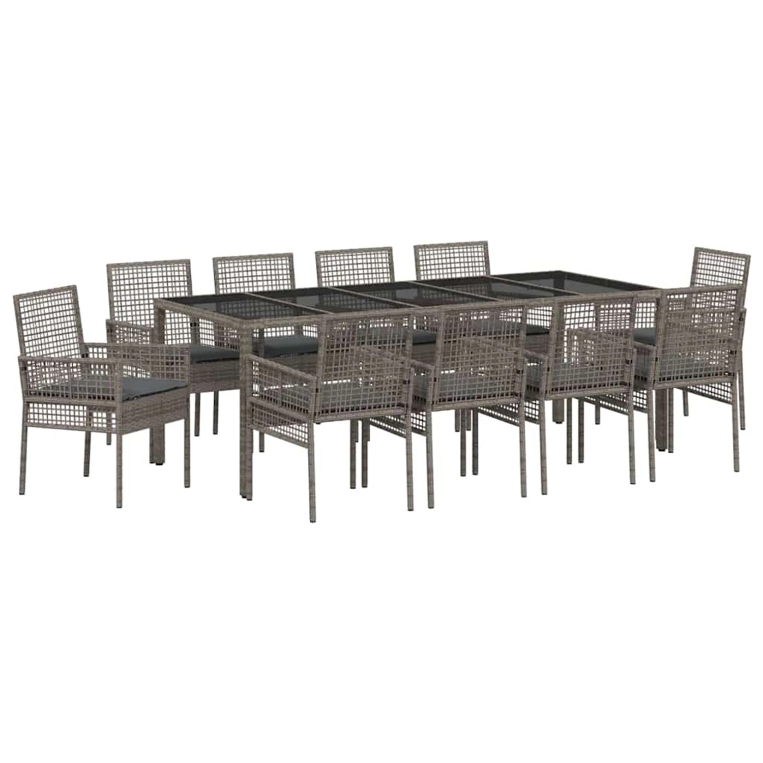 vidaXL Garten Essgruppe 11-Tlg Grau Poly Rattan 3334878 günstig online kaufen