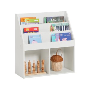 Weißes SoBuy Kinderregal KMB01-W mit 3 Ablagen für Bücher und Spielzeug.