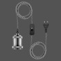 Kabel-Set Hold it Stahl-Optik mit E27 Fassung, Stecker und Schalter für Pendelleuchten.