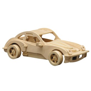 Pebaro Holzbausatz: Deutscher Sportwagen aus unbehandeltem Holz zum Zusammenbauen und Bemalen.