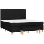 Schwarzes vidaXL Boxspringbett (180x200 cm) mit Matratze und Bank.