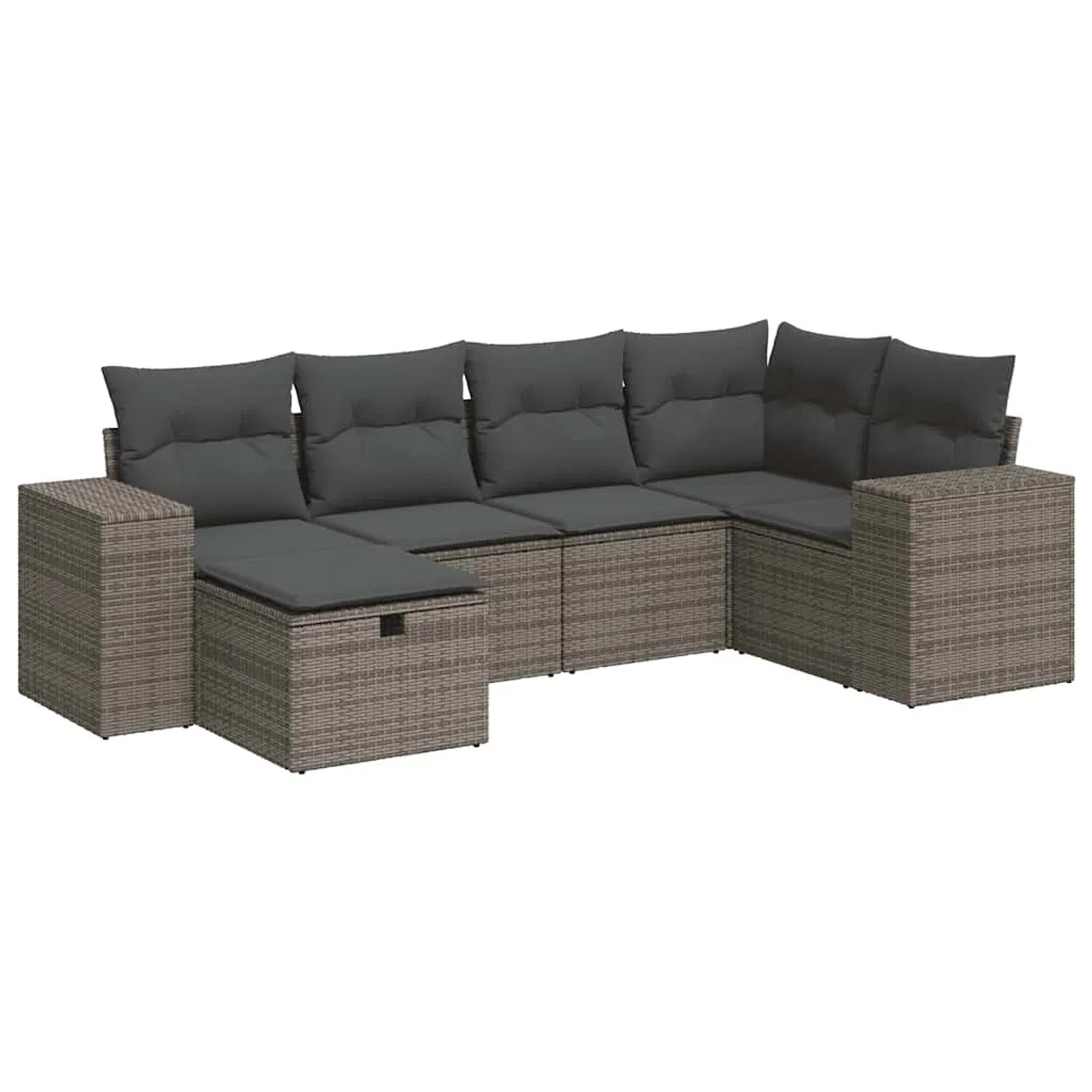vidaXL 6-Tlg Garten-Sofagarnitur mit Kissen Grau Poly Rattan 3325686 günstig online kaufen