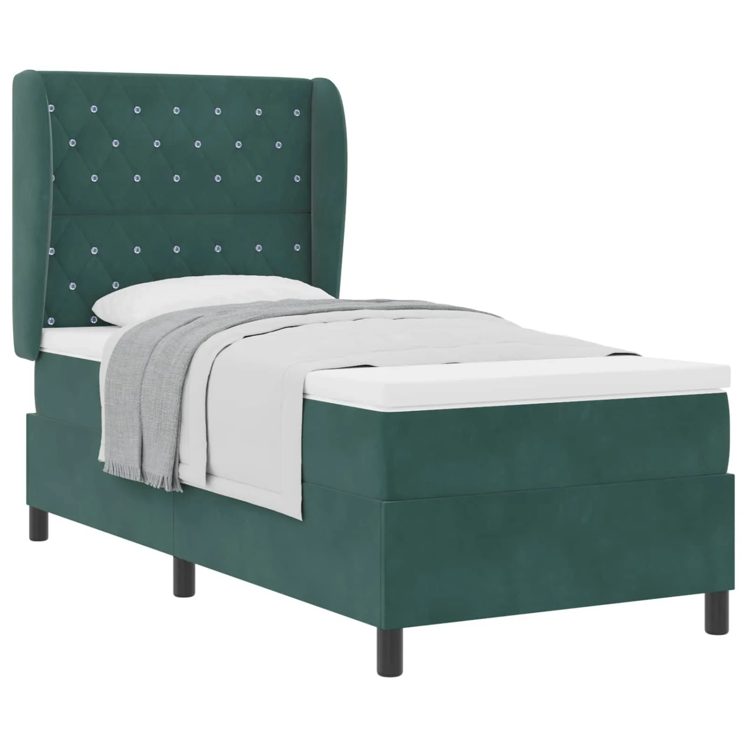 vidaXL Boxspringbett mit Matratze Dunkelgrün 190 x 90 cm Polyester 3340853