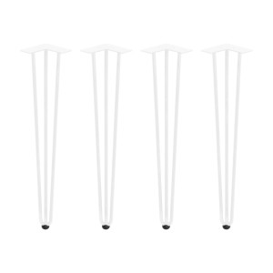 Set aus 4 weißen Emuca Hairpin Tischbeinen, 710 mm hoch, aus lackiertem Stahl für Möbel und Mehrzwecktische.