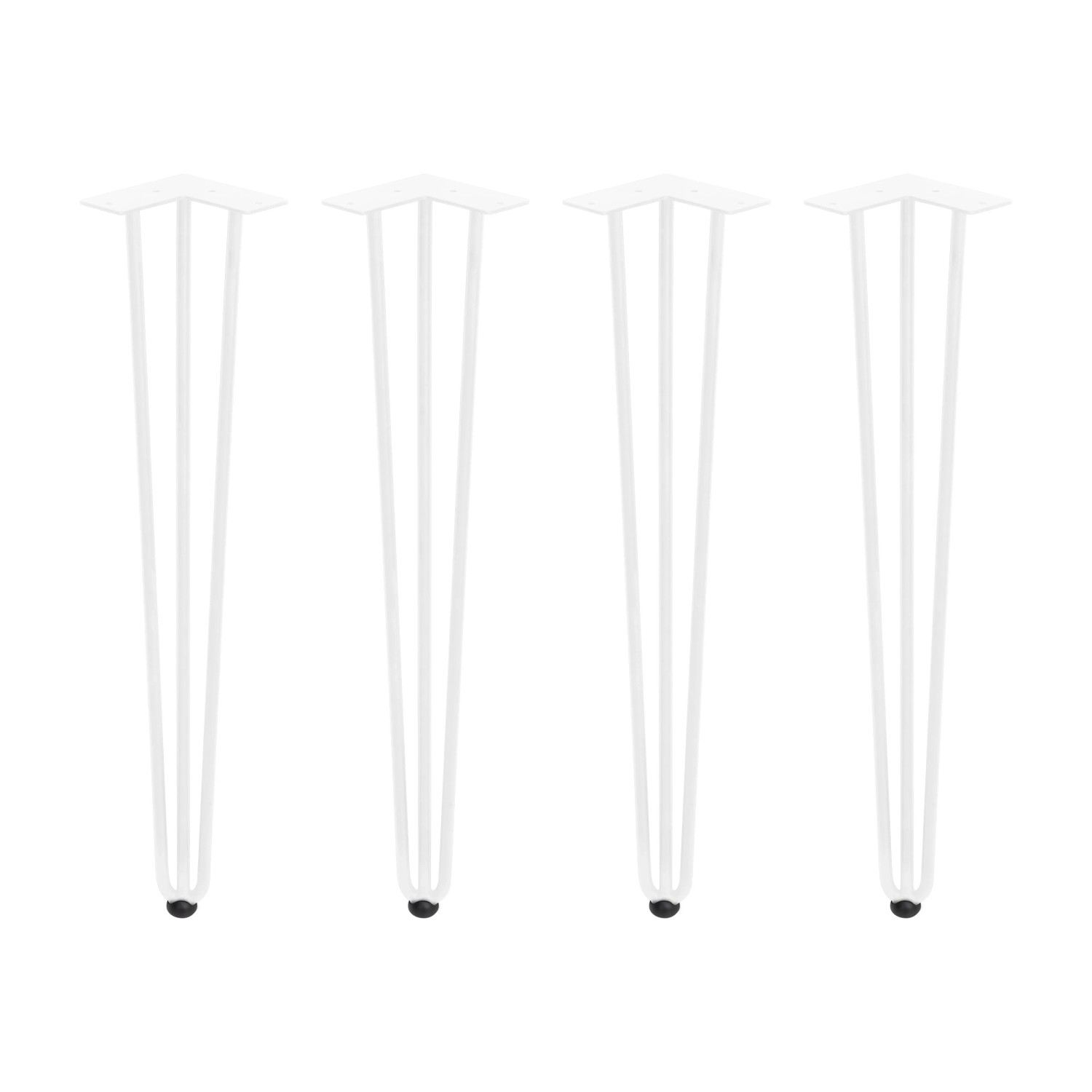 Emuca Lot von 4 Tischbeine mit 3 Stangen Hairpin Höhe 710 mm Stahl Weiß Lackiert
