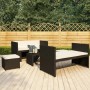 Schwarzes 5-tlg. vidaXL Garten-Lounge-Set aus Rattan mit Auflagen und Tisch für den Garten.