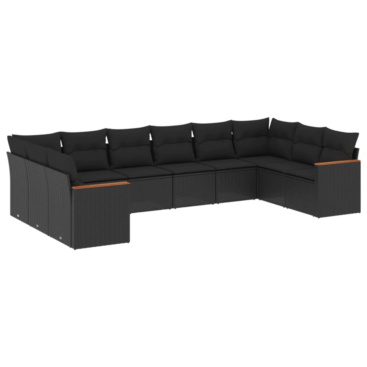 vidaXL 10-Tlg Garten-Sofagarnitur mit Kissen Schwarz Poly Rattan 3226321 günstig online kaufen