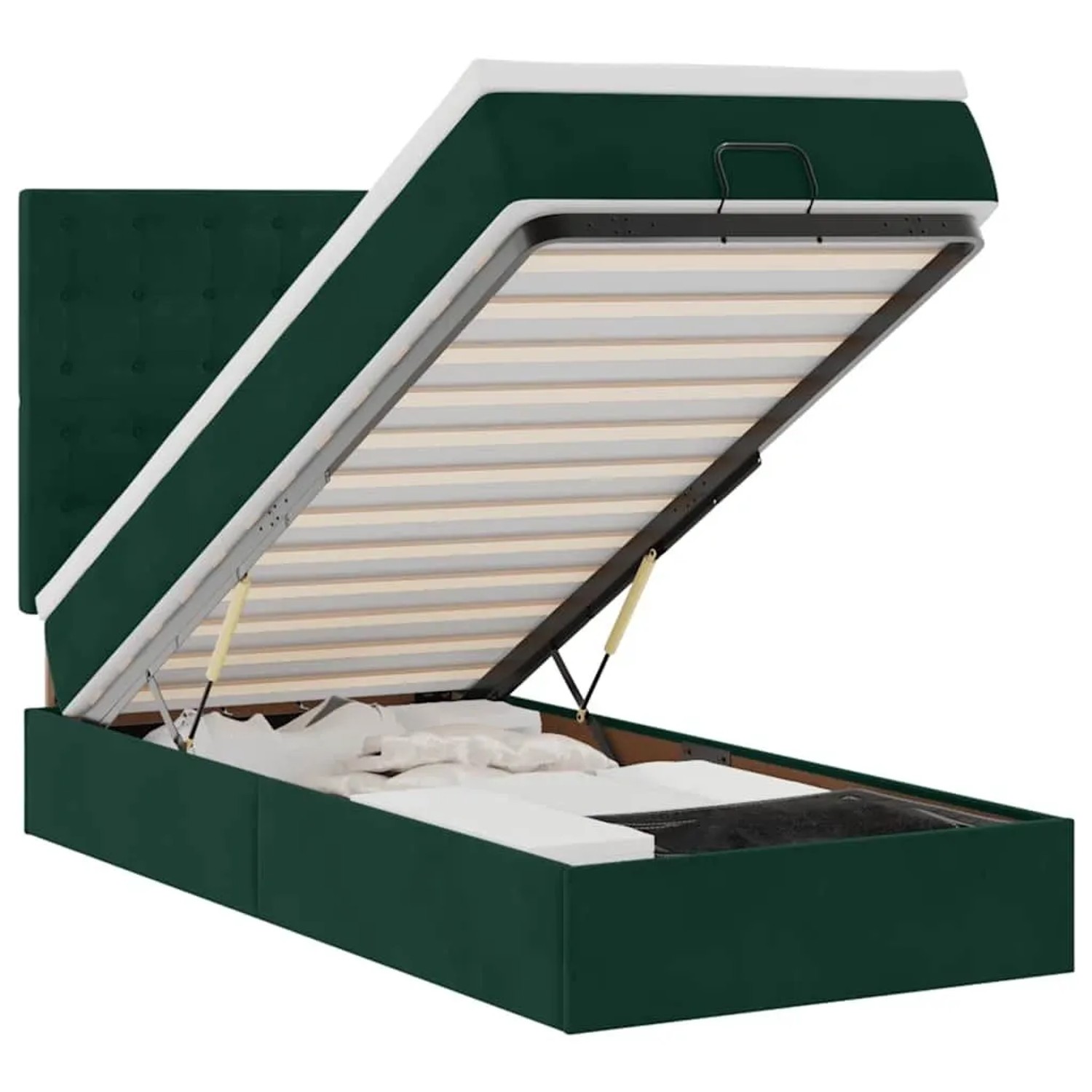 vidaXL Ottoman-Bett mit Matratzen und LEDs Dunkelgrün 80x200 cm Samt 3314429