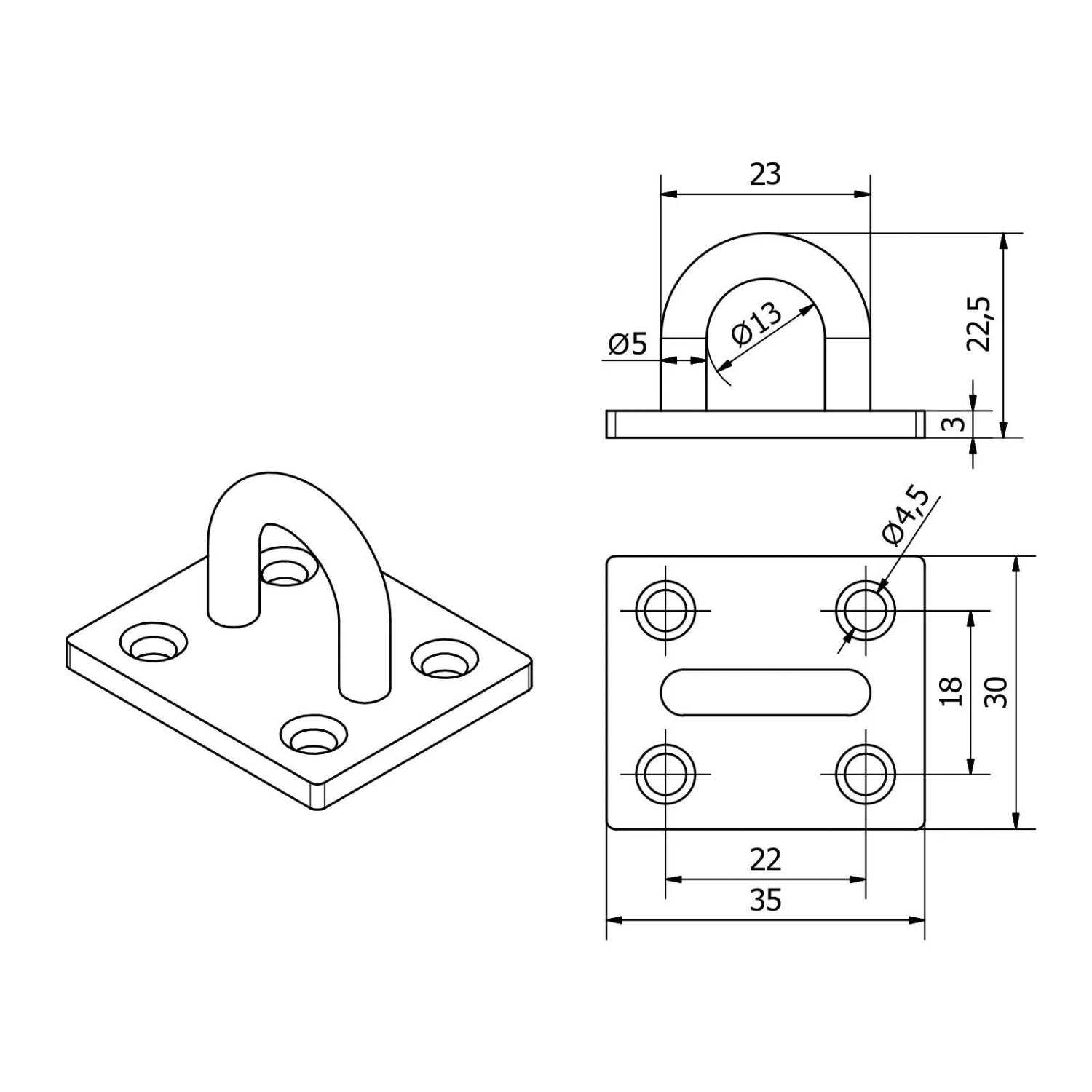 SOTECH Befestigungsöse Halte Öse 35 x 30 x 22,5 mm Aus Edelstahl V2A SS304 Schwarz_6