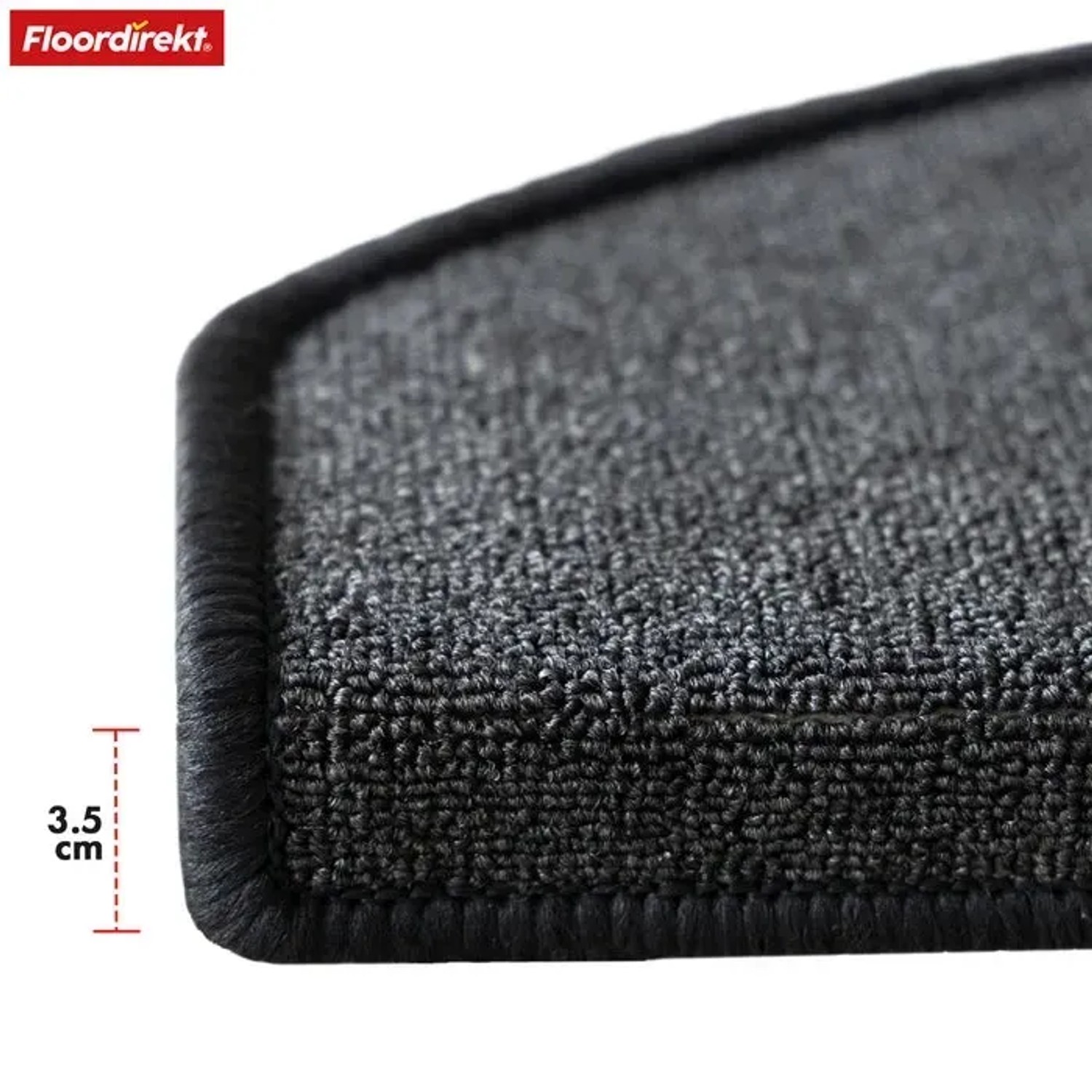 Detailaufnahme: Halbrund Stufenmatte London Pro in Anthrazit, 25x65 cm. Treppenschutz mit geketteltem Rand.