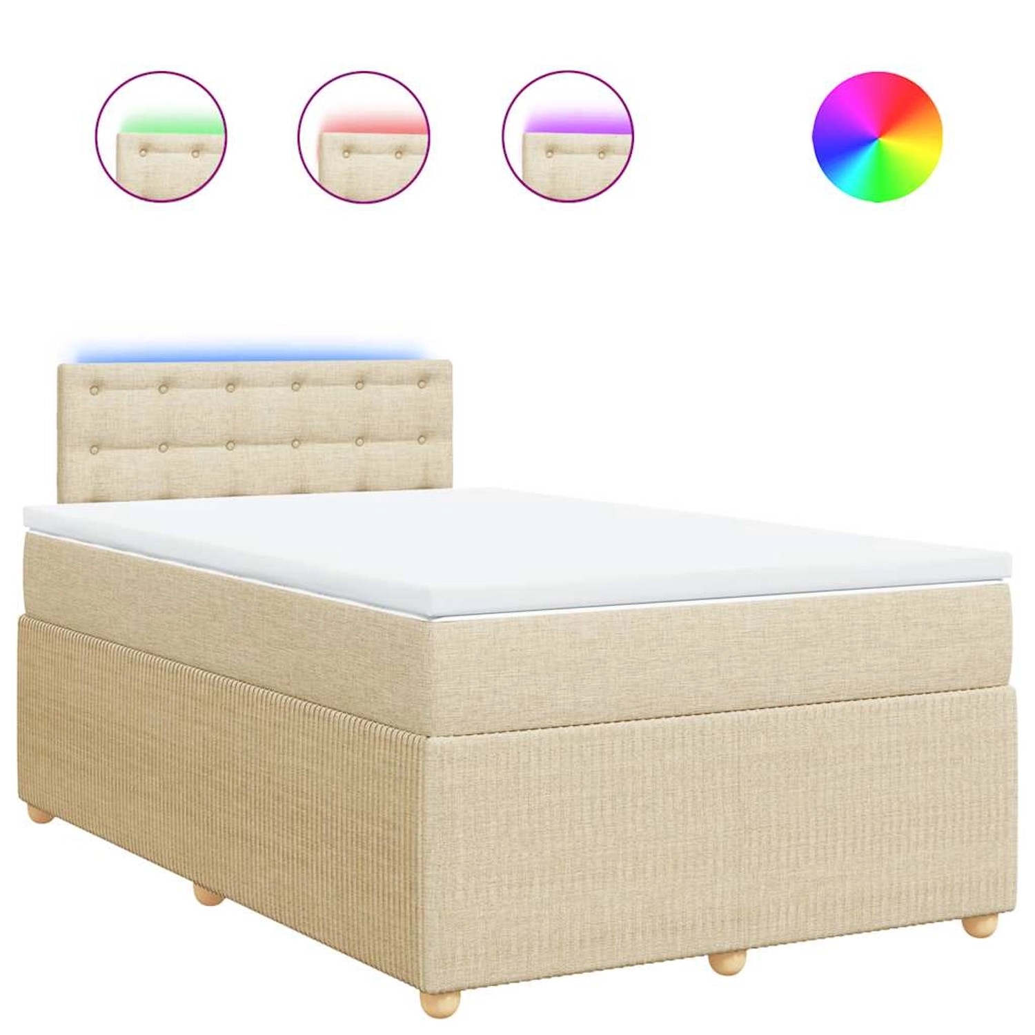 vidaXL Boxspringbett mit Matratze Creme 120x190 cm Stoff 3289714 günstig online kaufen