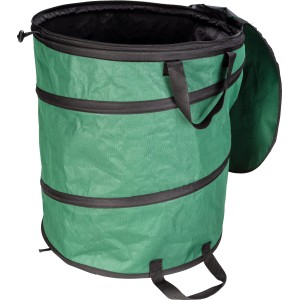 Gartensack Pop Up mit Deckel, 85 l, grün, mit Trageschlaufen zum Sammeln von Gartenabfällen.