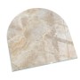 Beige Tulup Glasplatte Halbkreis 100x100 cm mit Steinmuster. Bodenschutz & Funkenschutz für Kamin.