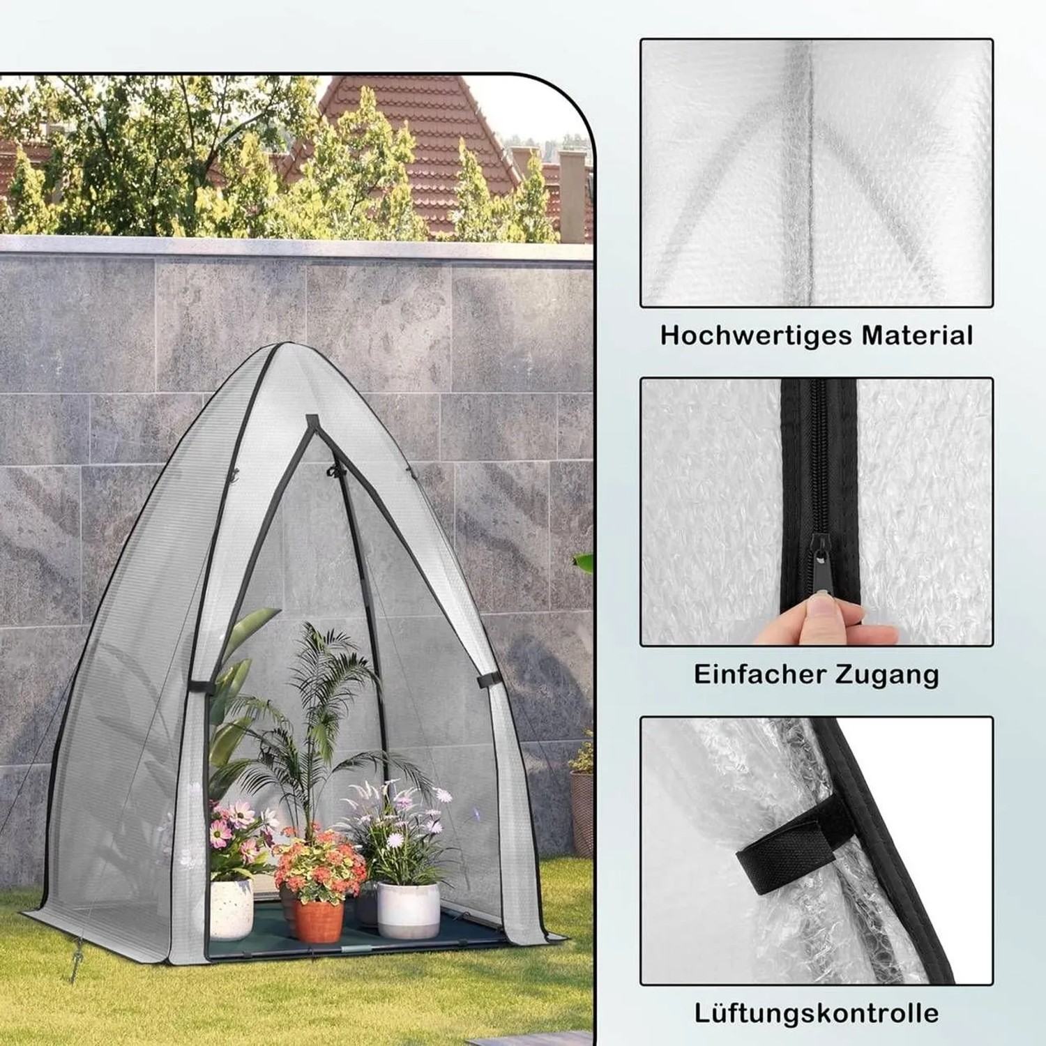 WOLTU Gewächshaus Foliengewächshaus 120x180 cm Dunkelgrüne Bodenplane_5
