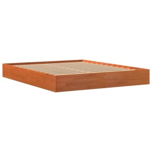 vidaXL Massivholzbett ohne Matratze Wachsbraun 160x200 Kiefernholz 844816